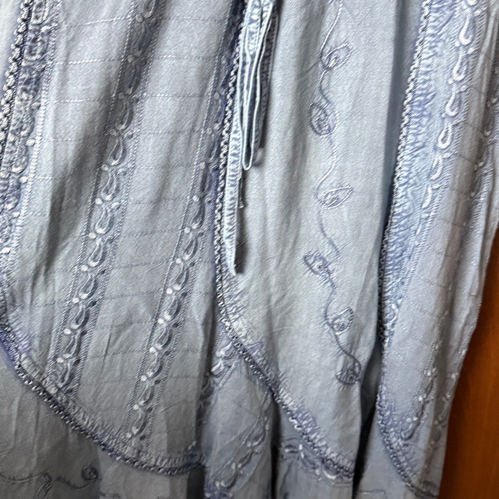 Coline NWT Denim Blue Viscose Beaded and Embroidered Midi Dress. XXL - Picture 7 of 8